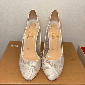 Size 35.5 Christian Louboutin Ivory Lace Pumps